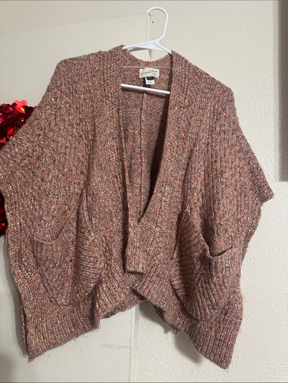 Universal Thread Speckled Mauve Open Knit Cardigan